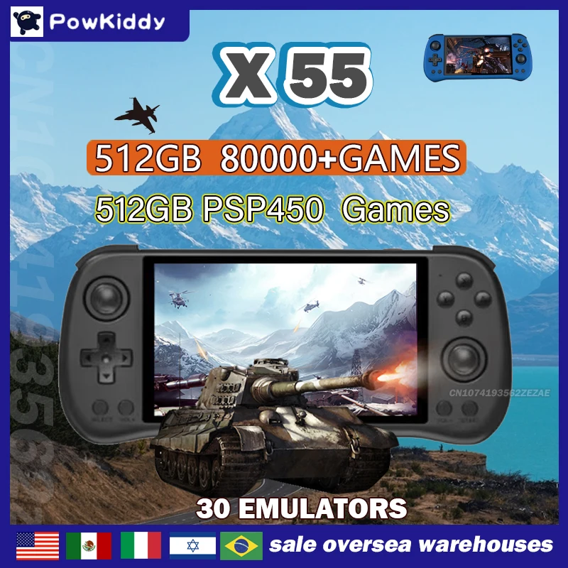 Retro Gaming Qss - 80000Games 512 グラム POWKIDDY X55 5.5