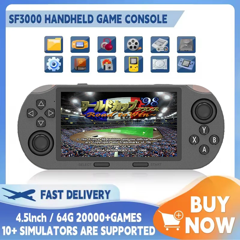Retro Gaming Device Handheld - レトロなポータブルビデオゲームコンソール,20000以上のゲーム,PS1, GBA, SFC, MAME, IPS画面,SF3000, 4.5