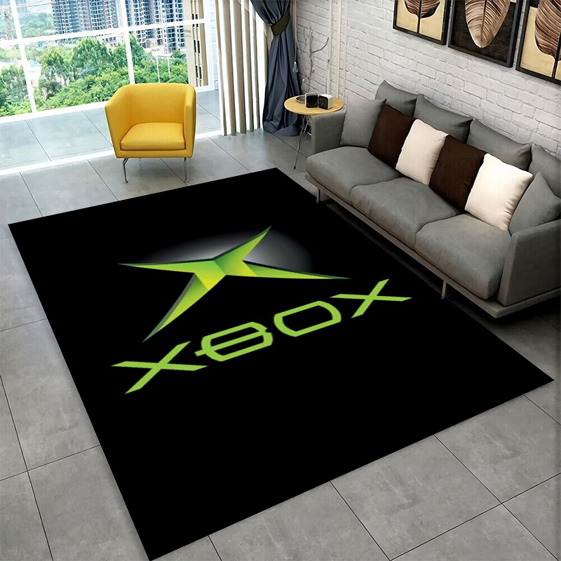 Retro Gaming Xbox - レトロXboxゲーミングゲーマーロゴカーペットラグ、寝室、リビングルーム、ソファ、プレイルーム、玄関マット、家の装飾、子供部屋用ラグ、滑り止めギフト