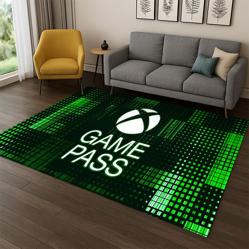 Retro Gaming Xbox - レトロXboxゲーミングゲーマーロゴカーペットラグ、寝室、リビングルーム、ソファ、プレイルーム、玄関マット、家の装飾、子供部屋用ラグ、滑り止めギフト