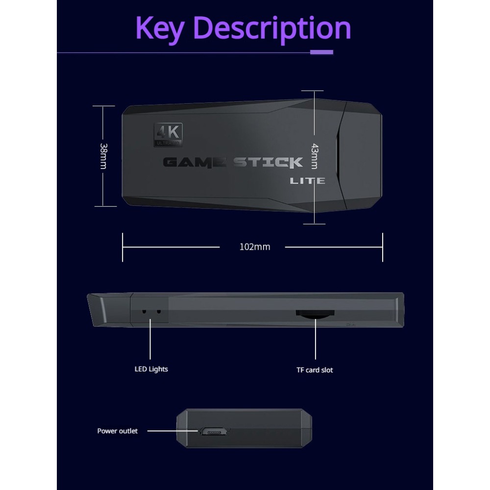 ポータブル4Kレトロゲームスティックコンソール、ワイヤレスコ - Retro Gaming Qss のレビューと価格