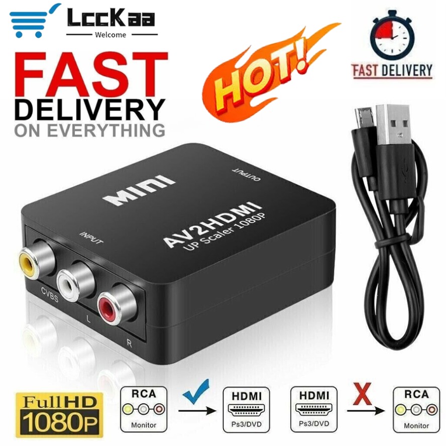 AV TO HDMI 互換アダプター 1080P ビデオ コ - Composite Rca Cable のレビューと価格