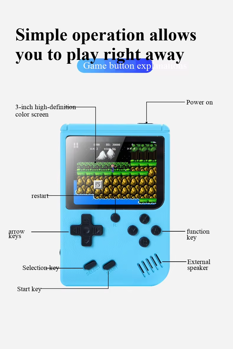 新型3インチ携帯レトロミニビデオゲームコンソール 8ビットハ - Retro Gaming Qss のレビューと価格